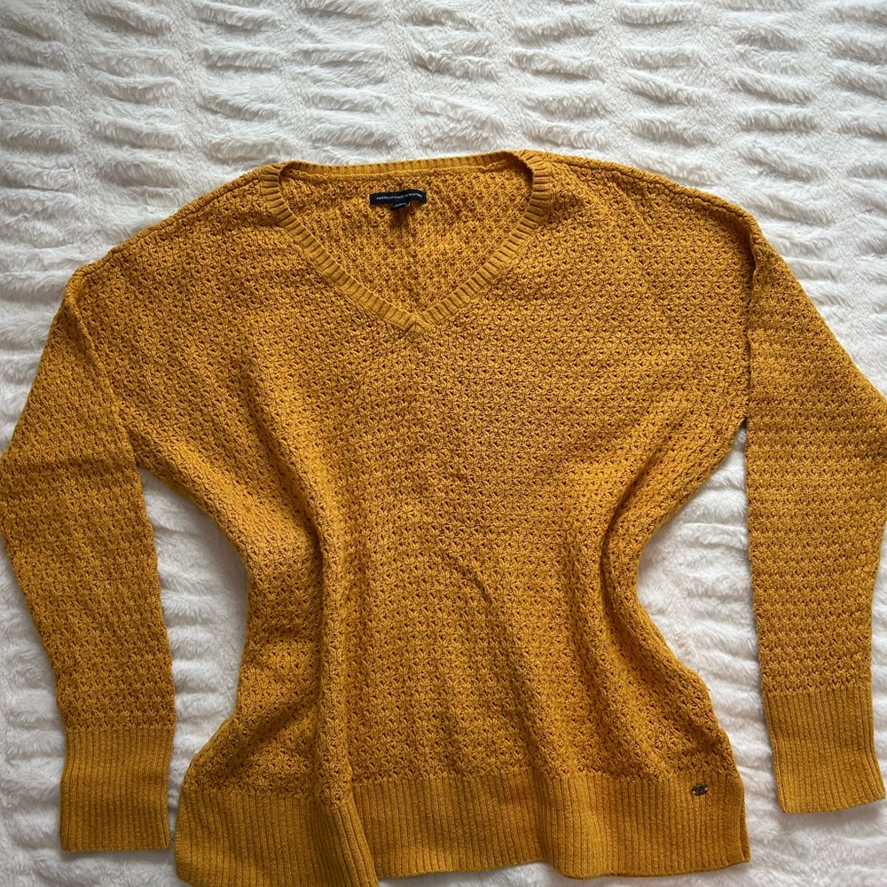 American Eagle Outfitters Yellow V-Neck Sweater
